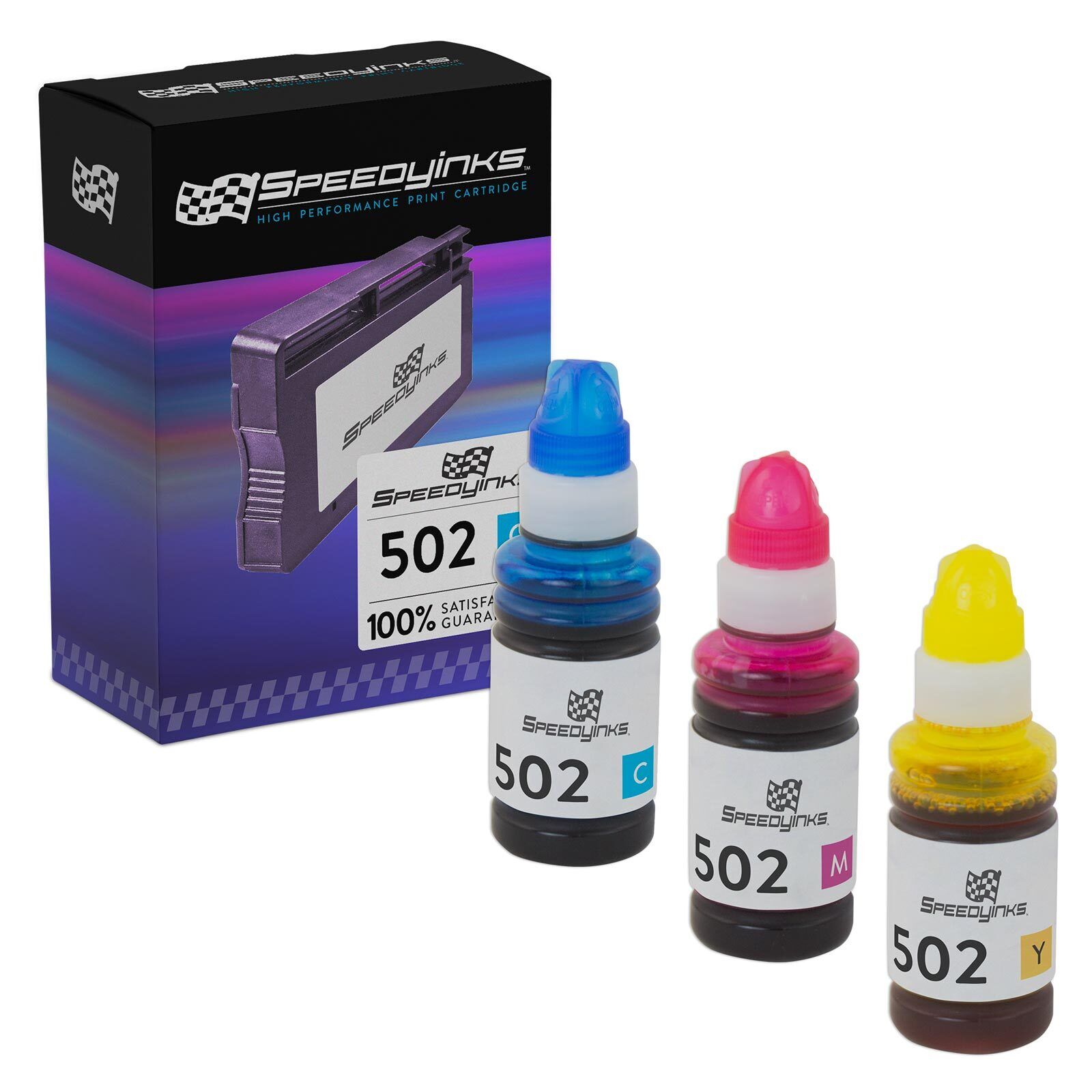 Compatible Ink Bottle Replacement for Epson 502 (3 Set - Cyan, Magenta, Yellow)