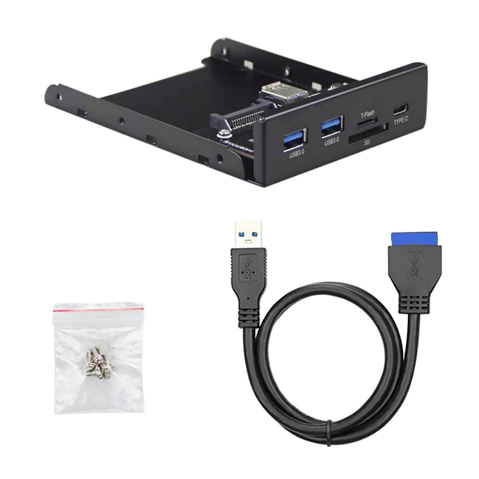 1* Front Panel 20Pin to Type-C USB 3.0 Micro SD/TF For Windows/Linux/Mac OS