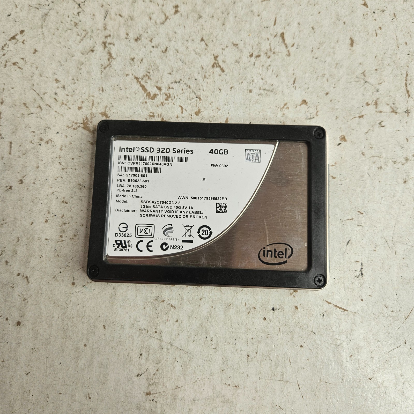 Intel SSD 320 Series 40GB SATA 3G 2.5" MLC SSD Solid State Drive SSDSA2CT040G3