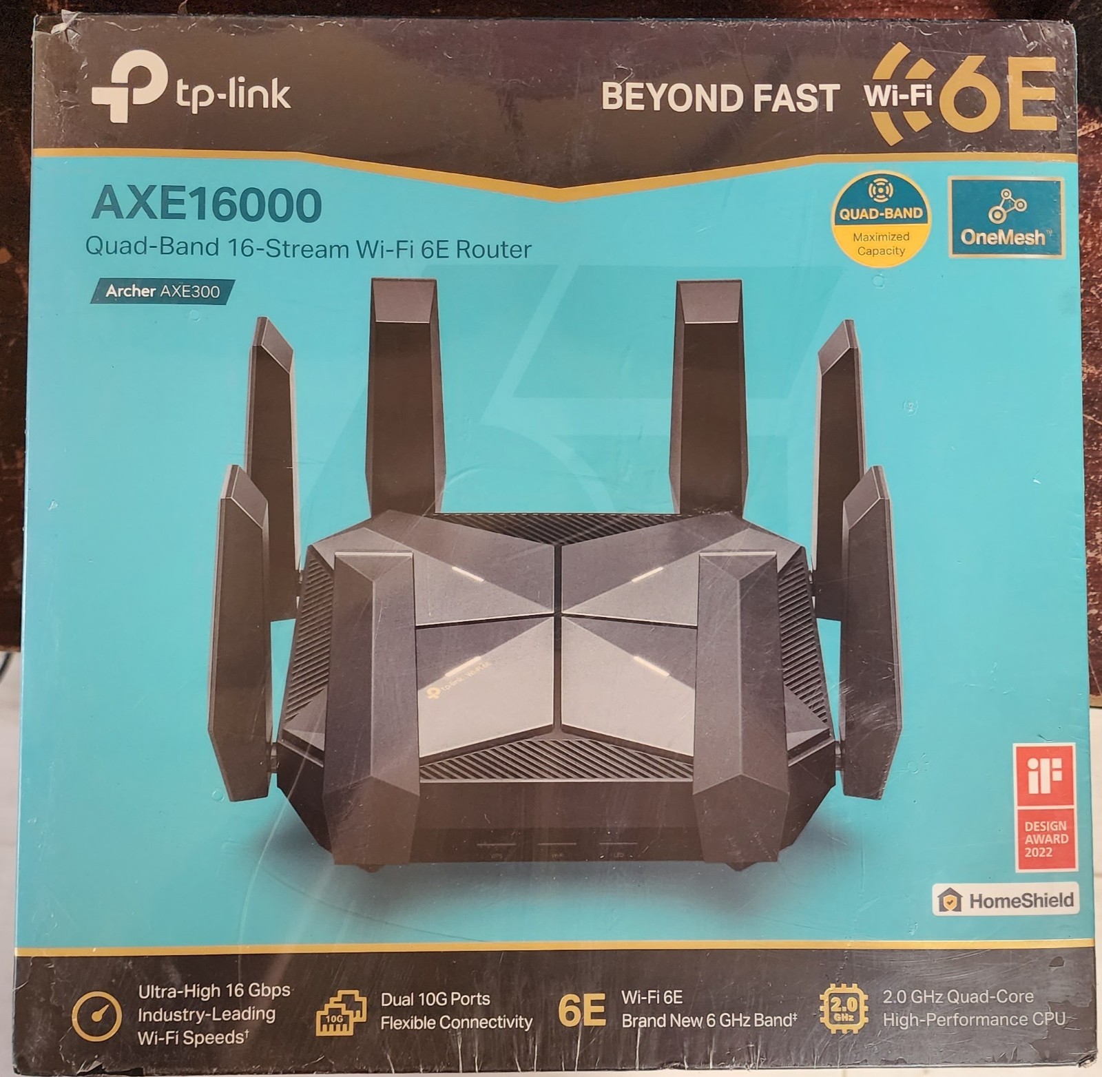 TP-LINK Archer AXE300 AXE16000 Quad-Band Wi-Fi 6E Router, 4 LAN, VPN, OneMesh