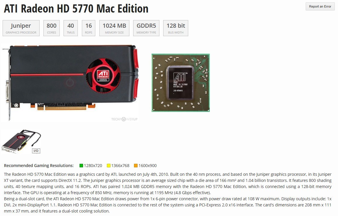 Apple MacPro 639-0675 ✅ATI Radeon HD 5770 1GB GDDR5 Graphics Card✅2x miniDP DVI✅