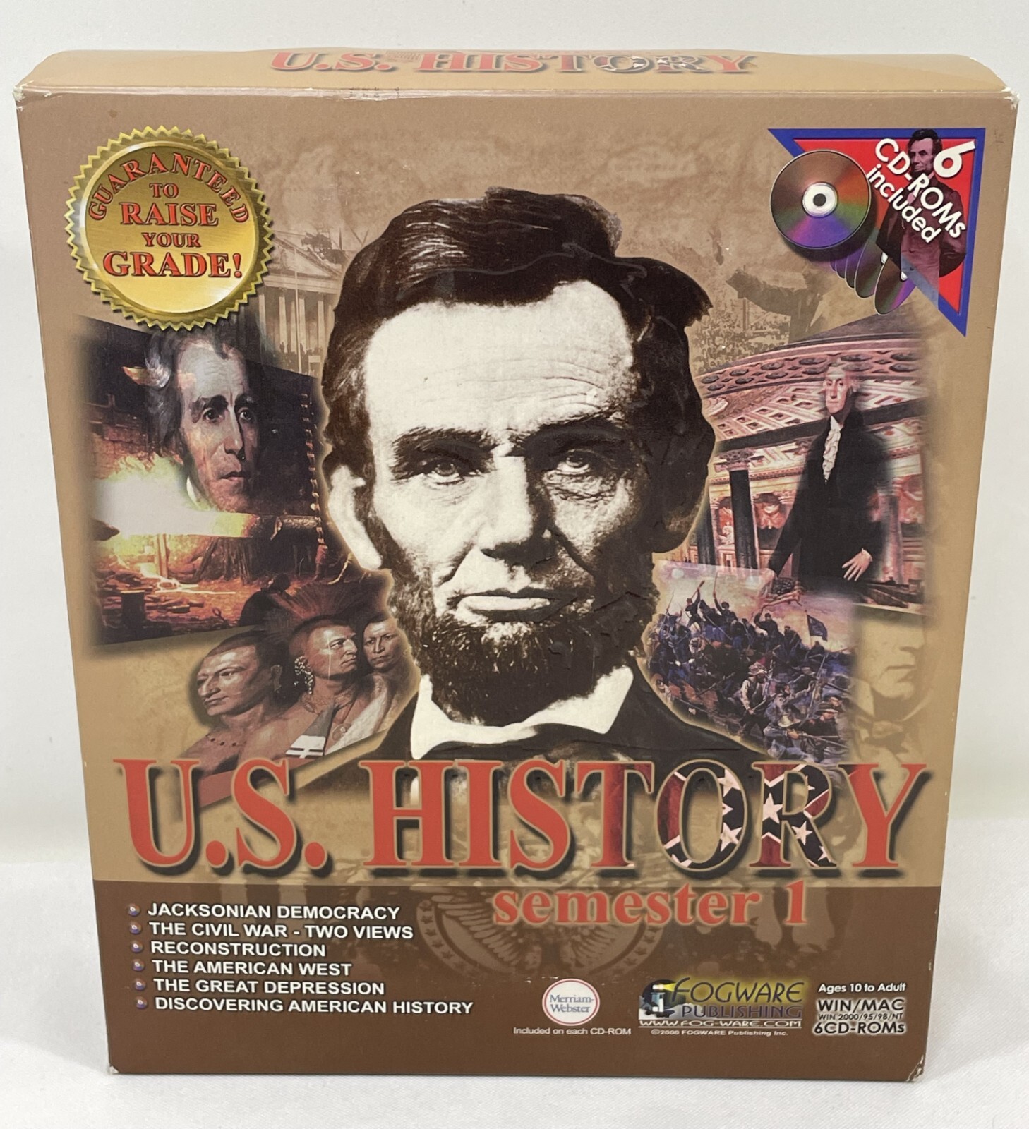 Vintage 1998 U.S. History: Semester 1 Software PC/Mac 6-Disc CD-ROM NIOB Zane