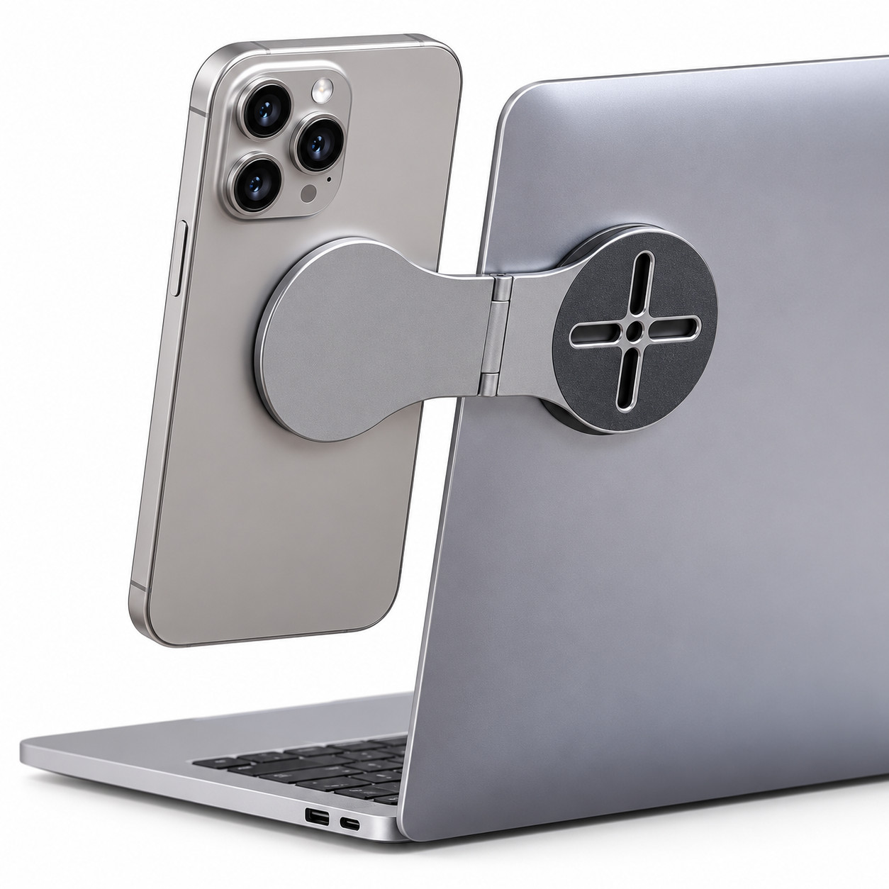 Magnetic Phone Holder for Laptop Monitor Aluminum Alloy Foldable Side Mount