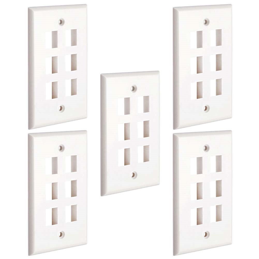 5x 6-Port/Hole 1-Gang Keystone Jack Insert Wall Plate Faceplate A/V Network