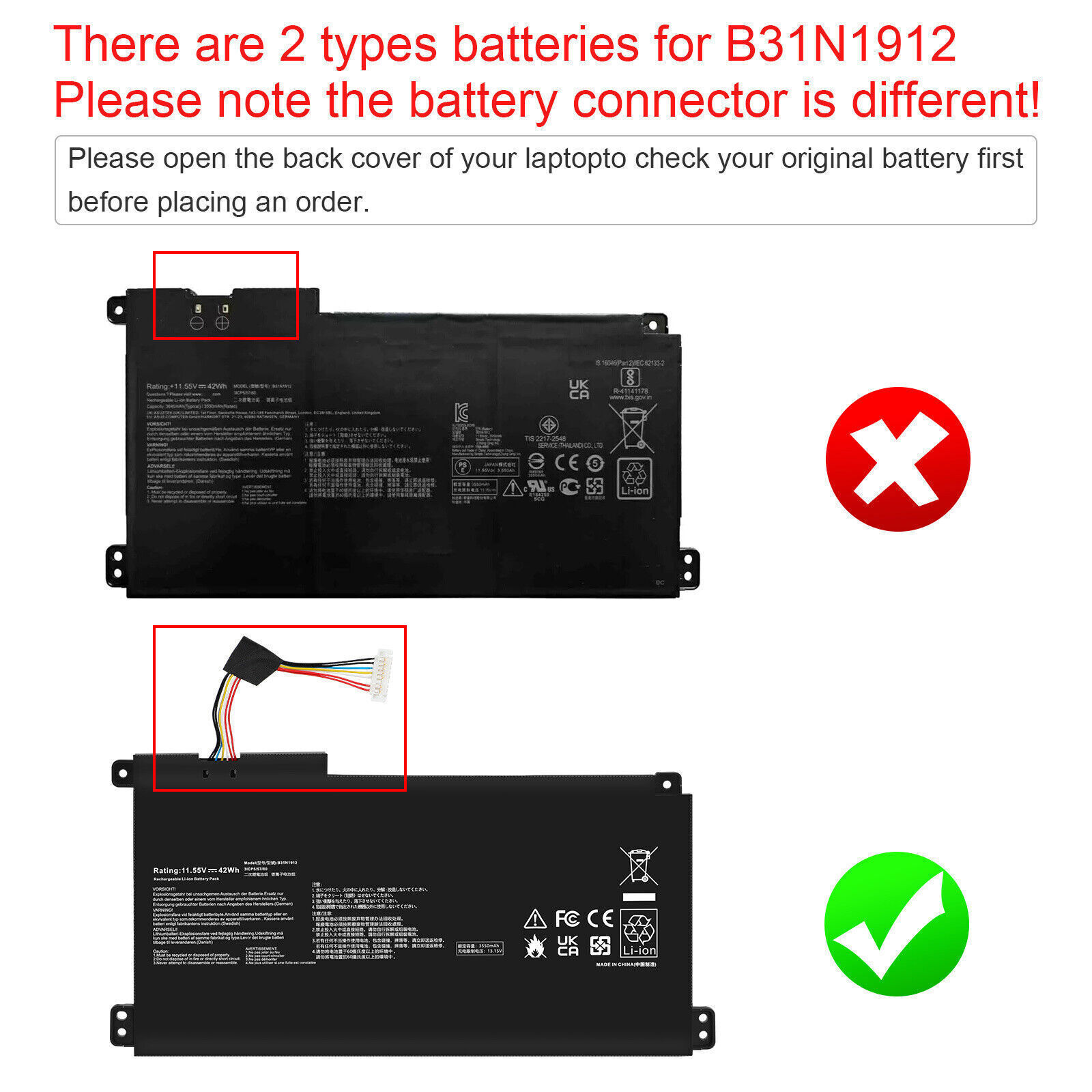 🧡LOT 50X B31N1912 Battery For ASUS VivoBook14 E410M E410MA E510MA L510MA L410MA