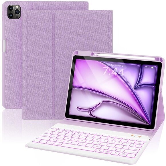 Wireless Keyboard Case for iPad Air & Pro 11"-7-Color Backlit Keys New Open Box