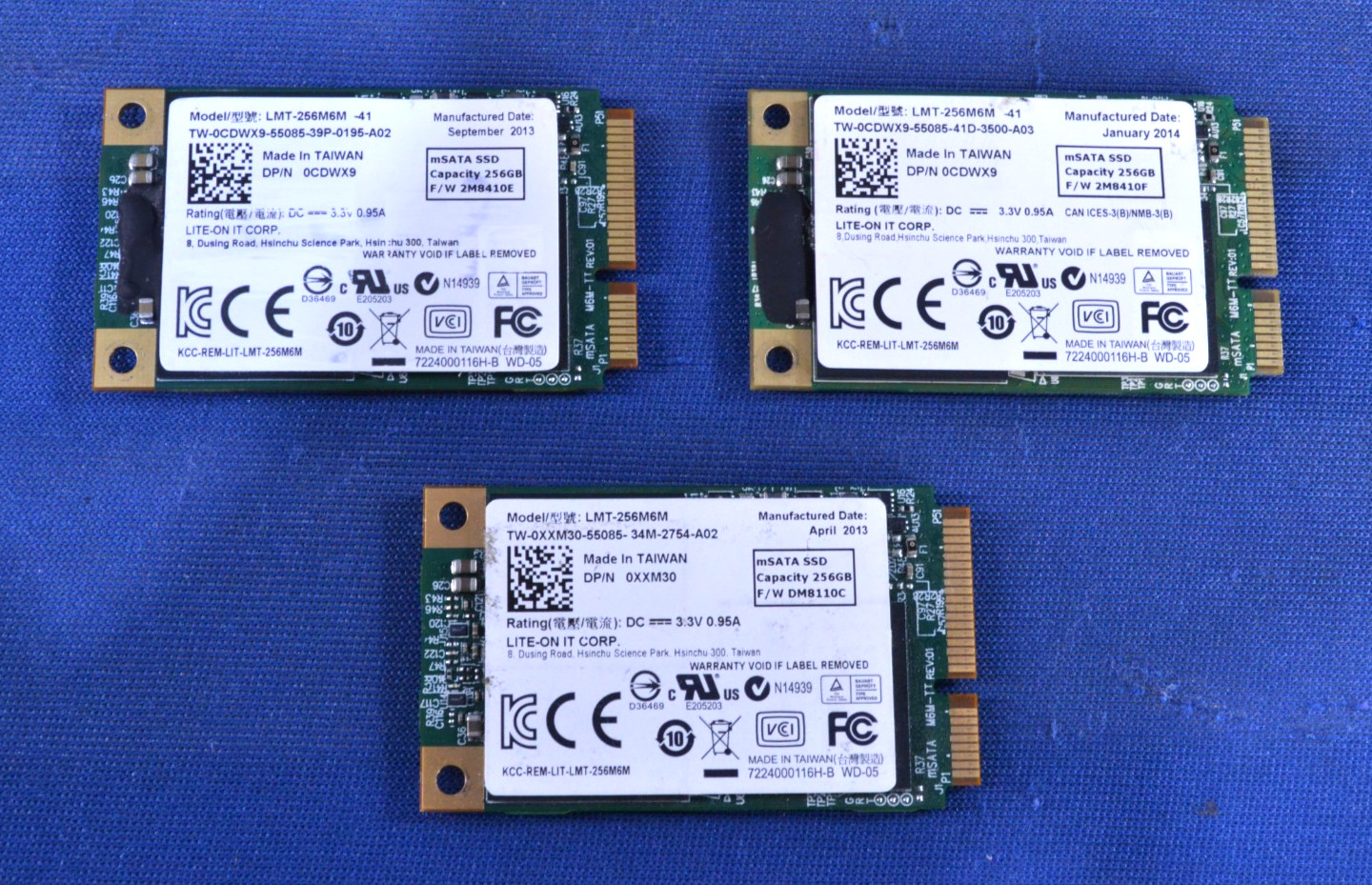 Lot of 3 Lite-On LMT-256M6M 256GB 1.8" mSATA SSD (J090902)
