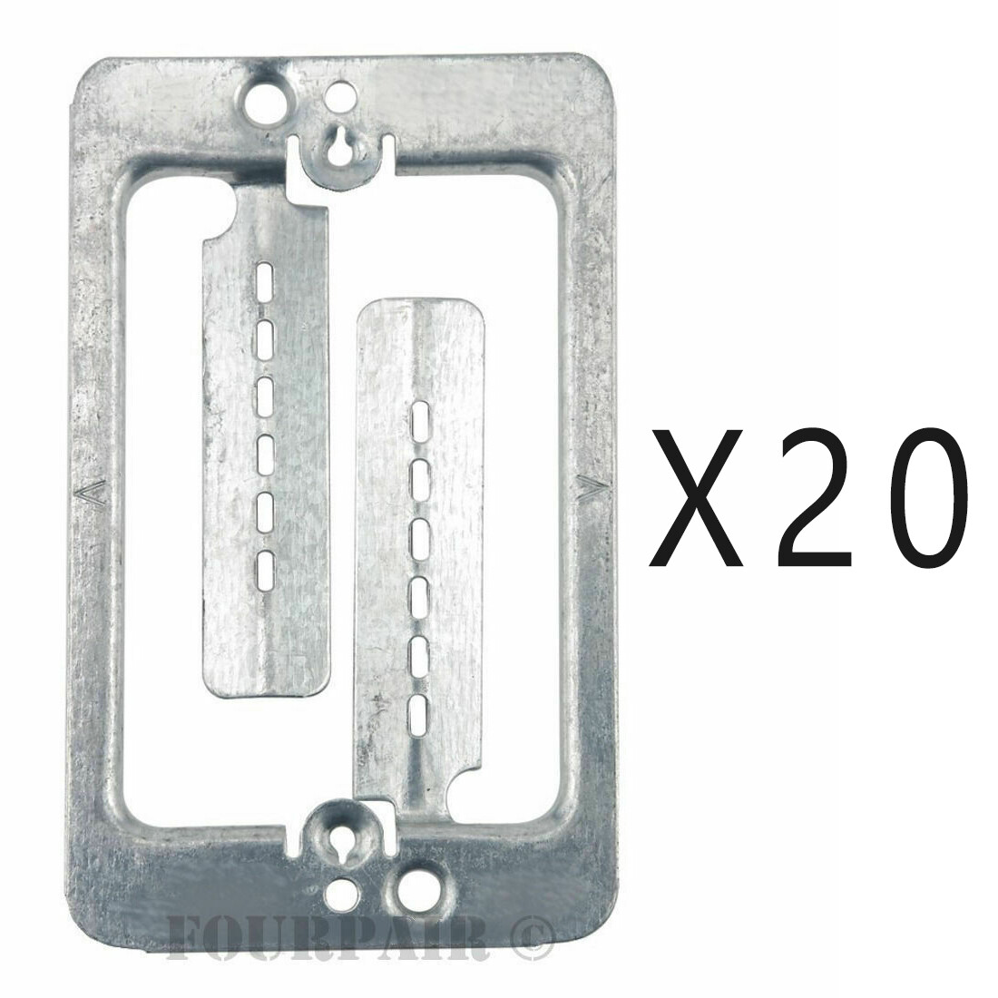 20 Pack 1-Gang Steel Drywall Bracket Face Wall Plate Mount Mud Ring Low Voltage