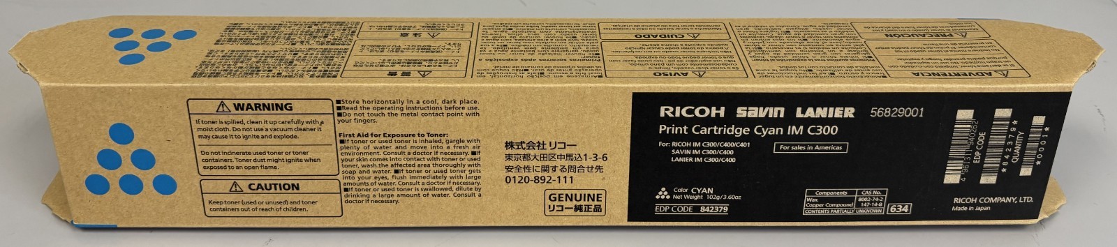 Ricoh Genuine IM C300 842379 Cyan Toner Print Cartridge OEM Original Sealed