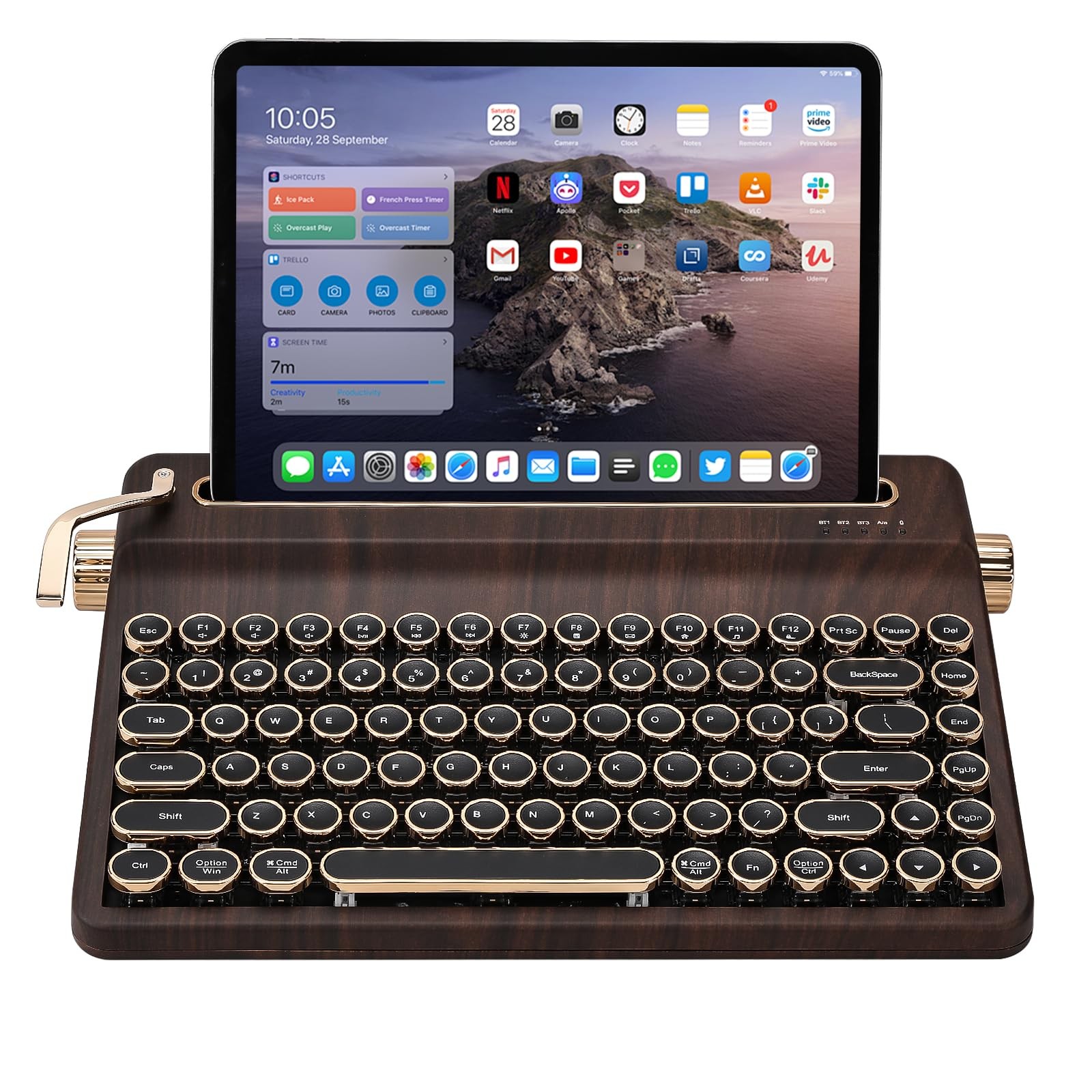 YUNZII QL75 Retro Typewriter Hot Swap RGB Keyboard(Wood, Cocoa V2)