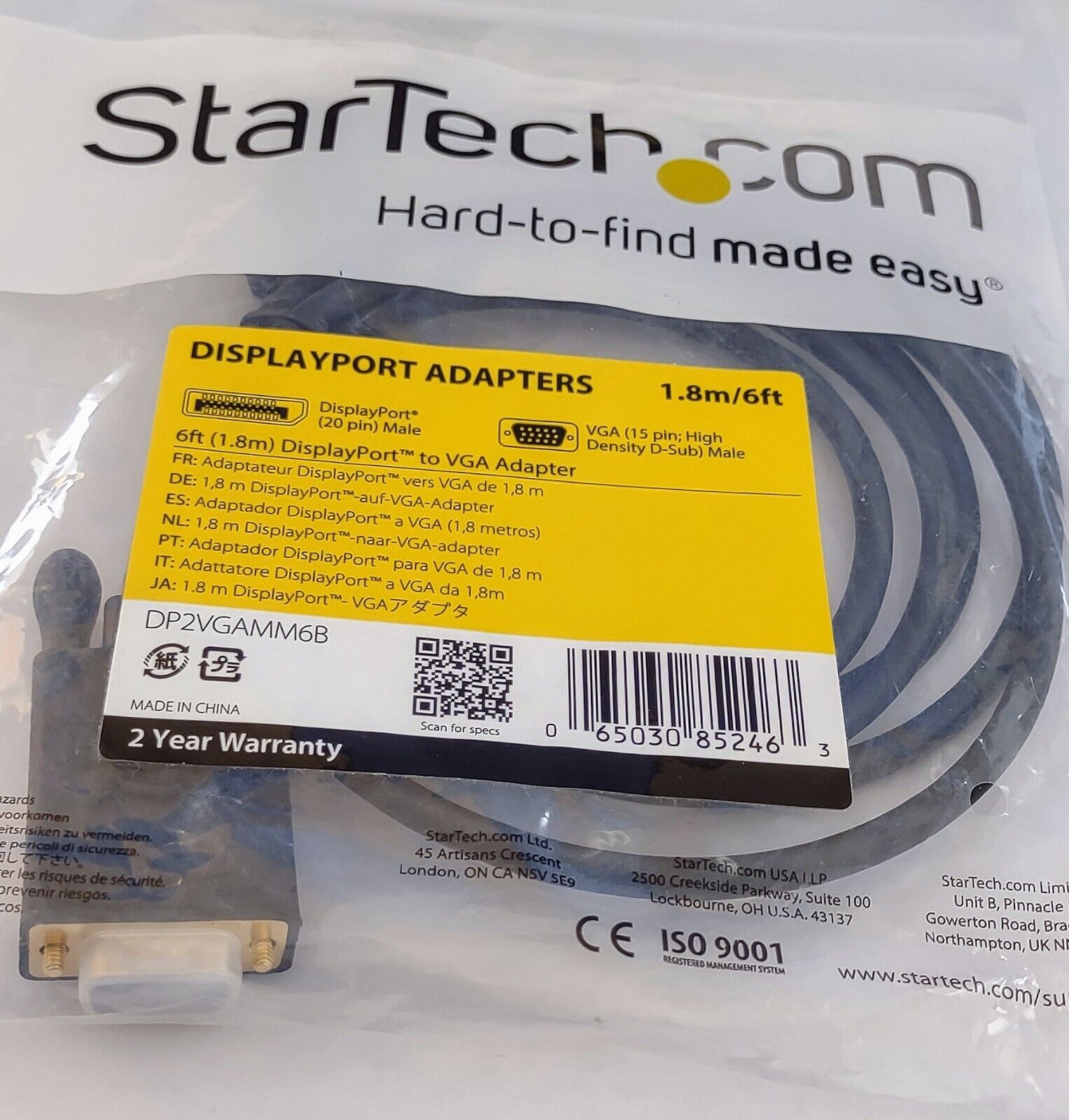Startech 6ft (1.8m) DisplayPort to VGA Cable - Active DisplayPort