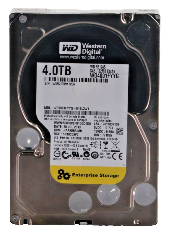 Western Digital WD SAS WD4001FYYG 4TB 7200RPM 3.5" 32MB Cache Hard Drive