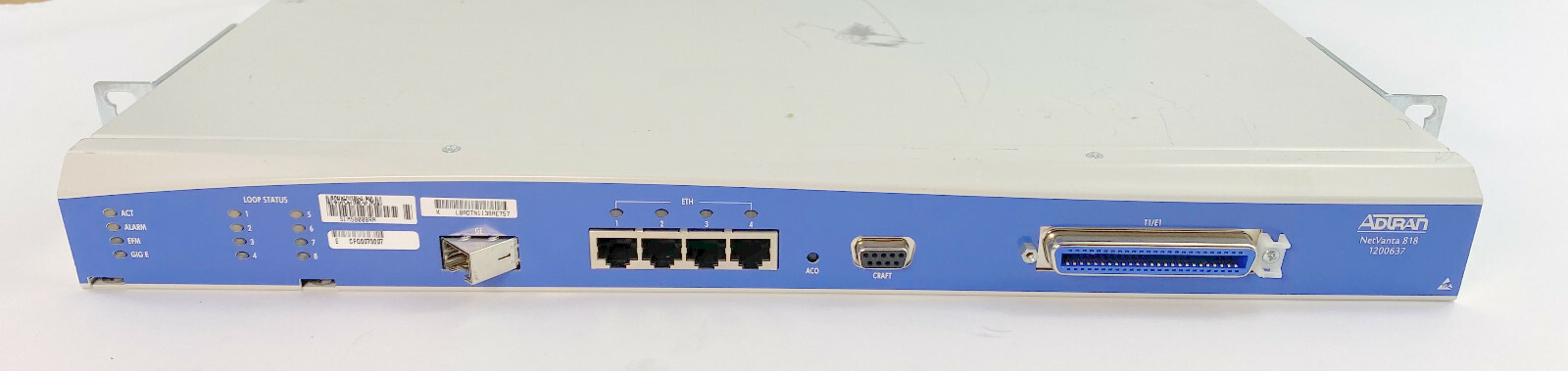 ADTRAN NETVANTA 818 8-PORT 1200637 DS1/E1 EFM ETHERNET NTU SIM5800BRA