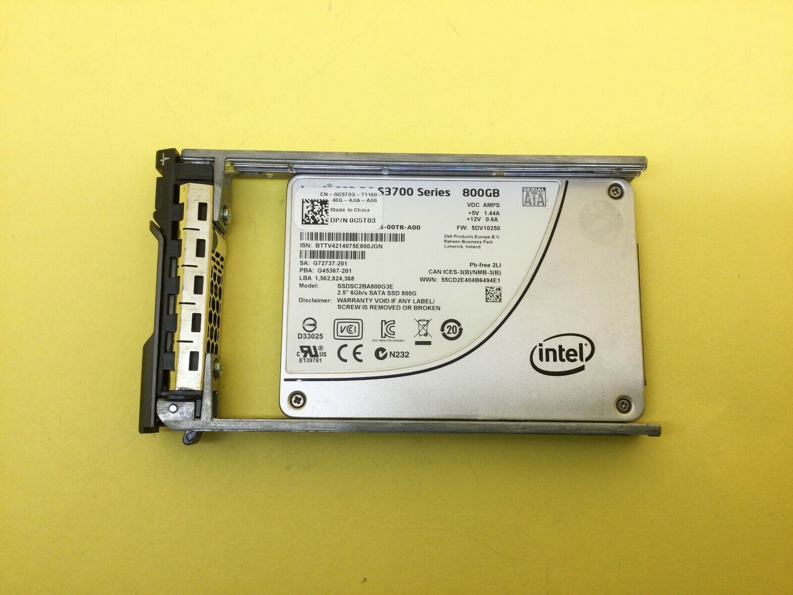 G5T03 Dell Intel DC S3700 Series 800GB SATA 6Gb/s 2.5\