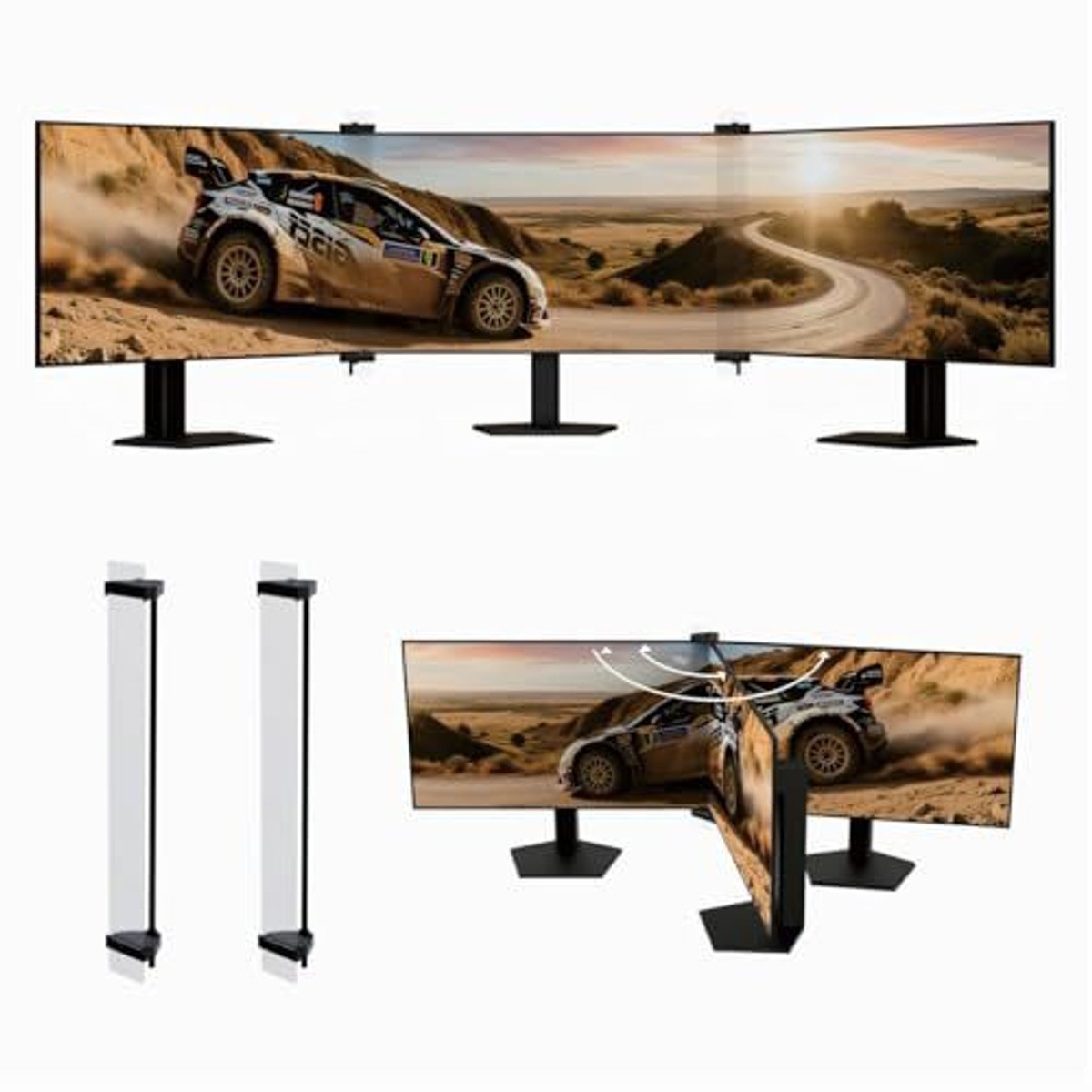 Bezel Free Kit Triple Monitor 24"-32" Optical Panel Set of 2 Open Box