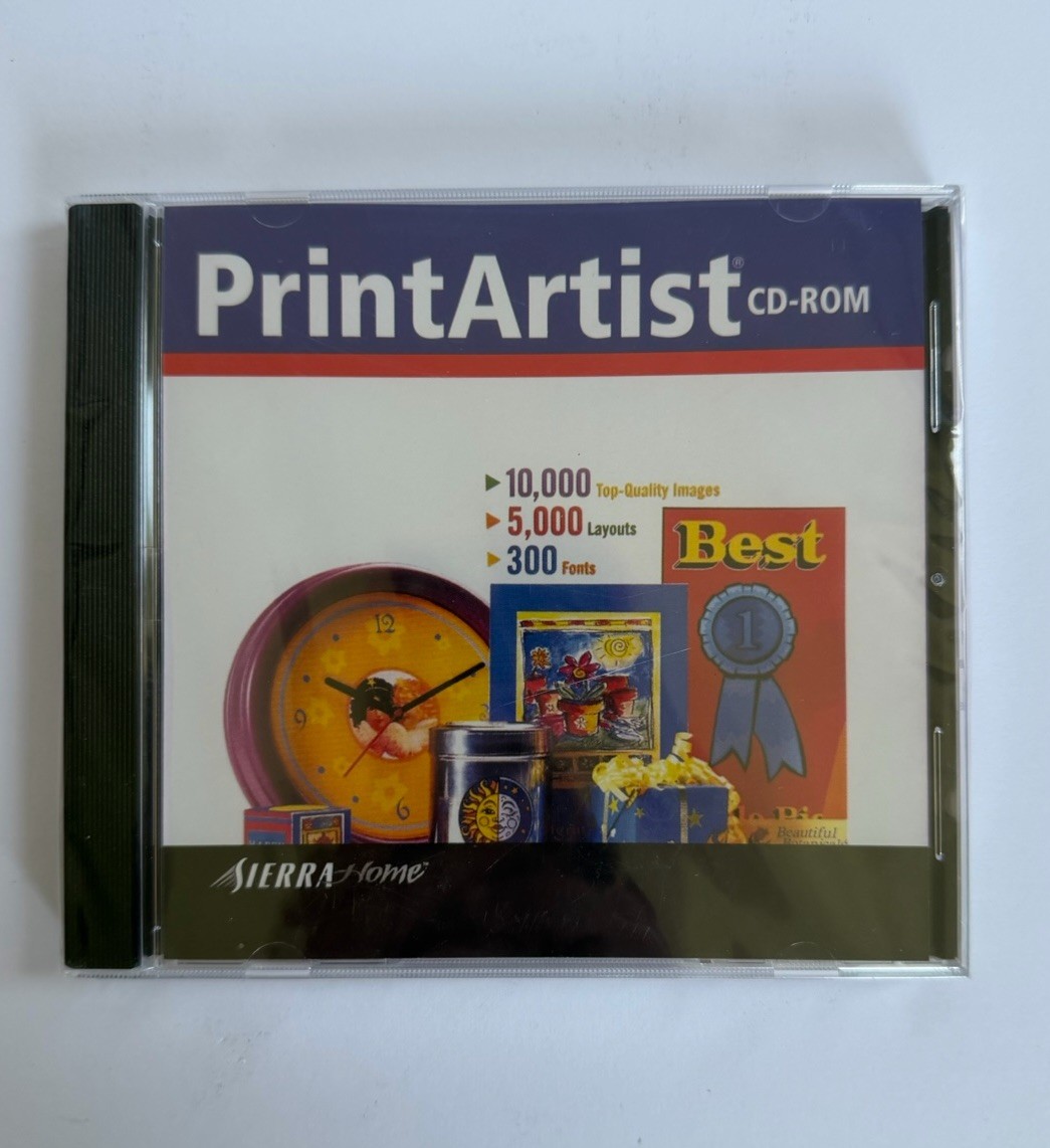 New Sealed Vintage Sierra Home PrintArtist CD-ROM Software 10k Images 300 Fonts