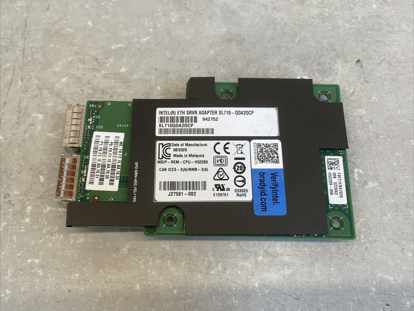 Intel XL710-QDA20CP - Dual Port 40Gb QSFP+ Ethernet Network Adapter