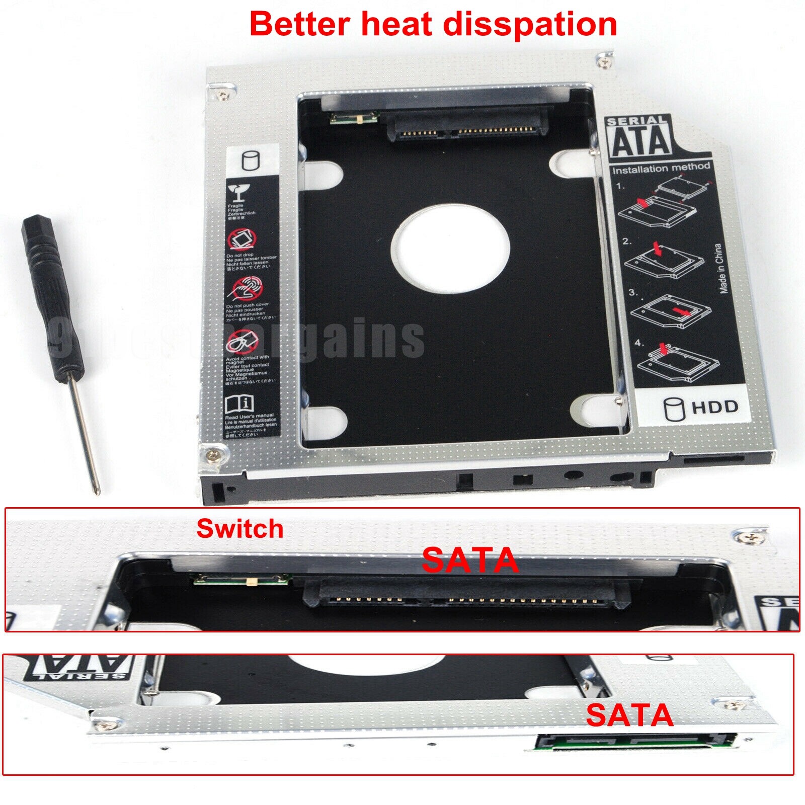 New 12.7mm 2nd HDD SSD Hard Drive Caddy For HP ProBook 6560b 6565b 6570b