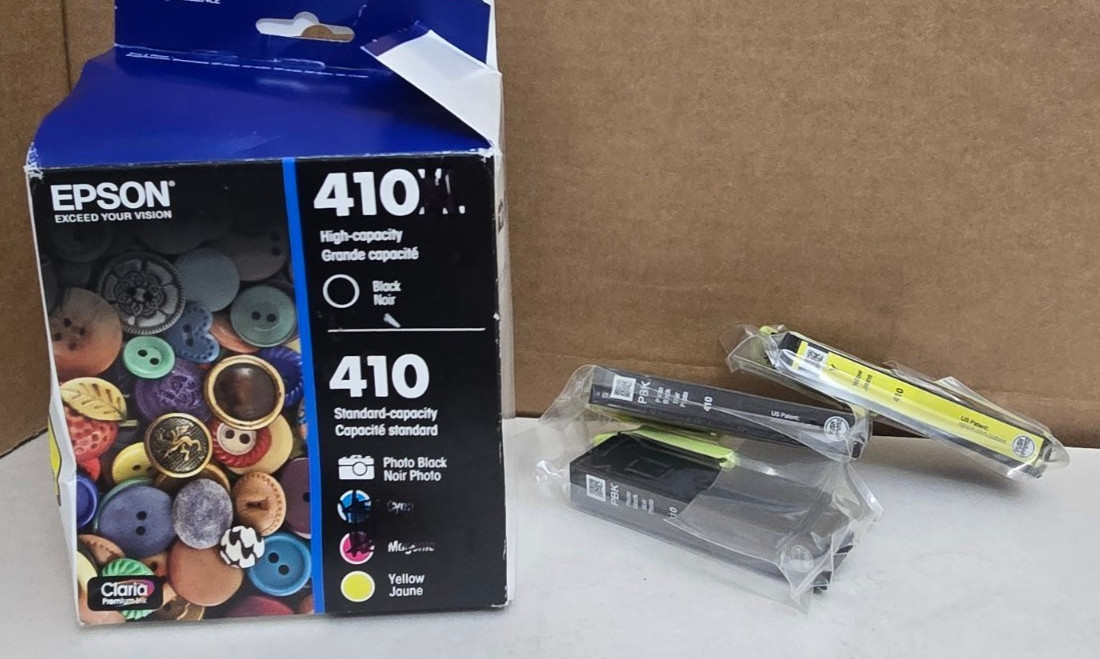 Genuine Epson 410 Ink 1 YELLOW 2 BLACK ONLY 3 Cartridges Exp 2/28 READ
