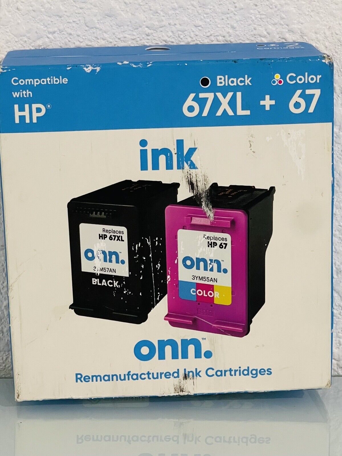 ONN 67xl Black and 67 Tri-Color Ink Cartridges EXP: 02/2025