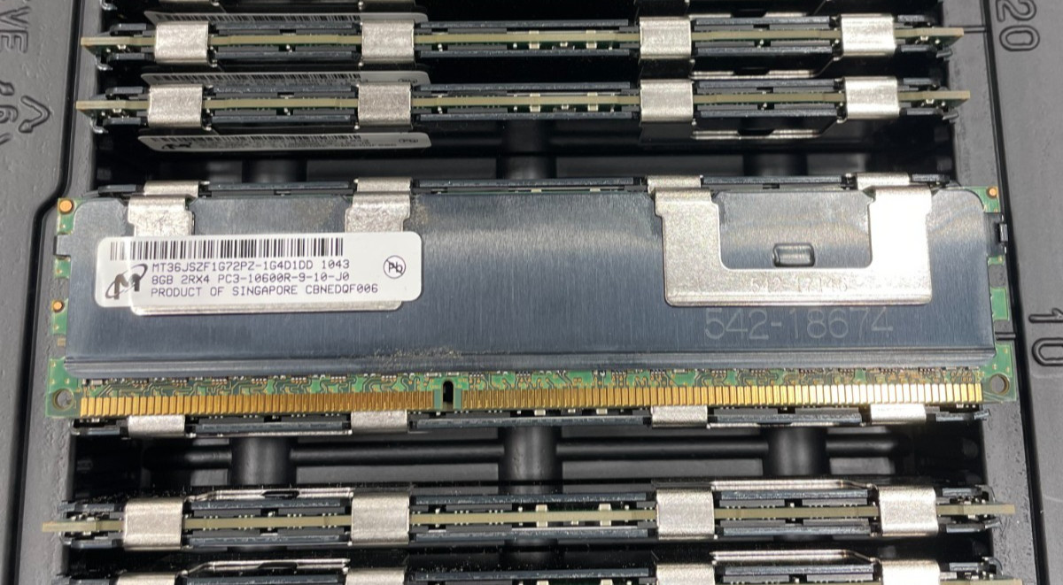 (LOT OF 48) Micron MT36JSZF1G72PZ 8GB 2RX4 PC3-10600R Server ECC RAM #21