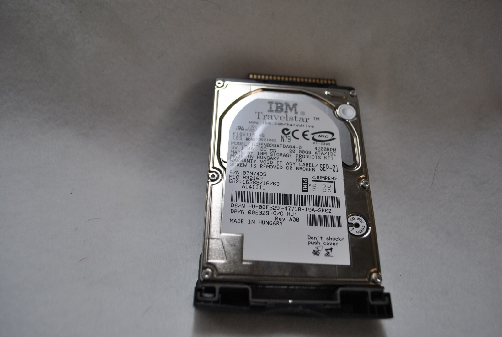 Dell OEM Hard Drive with Dell door 20 gb IBM Travelstar for Inspiron 4000 used