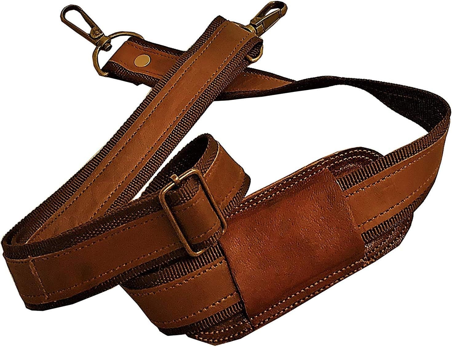 Leather Adjustable Padded Replacement Shoulder Strap with Metal Swivel Hooks... 