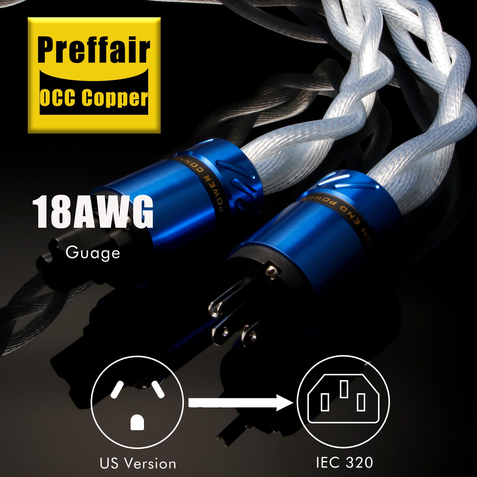 Audiophile Hiend US EU AU OCC Power Supply Cord HiFi Audio Amplifier Power Cable