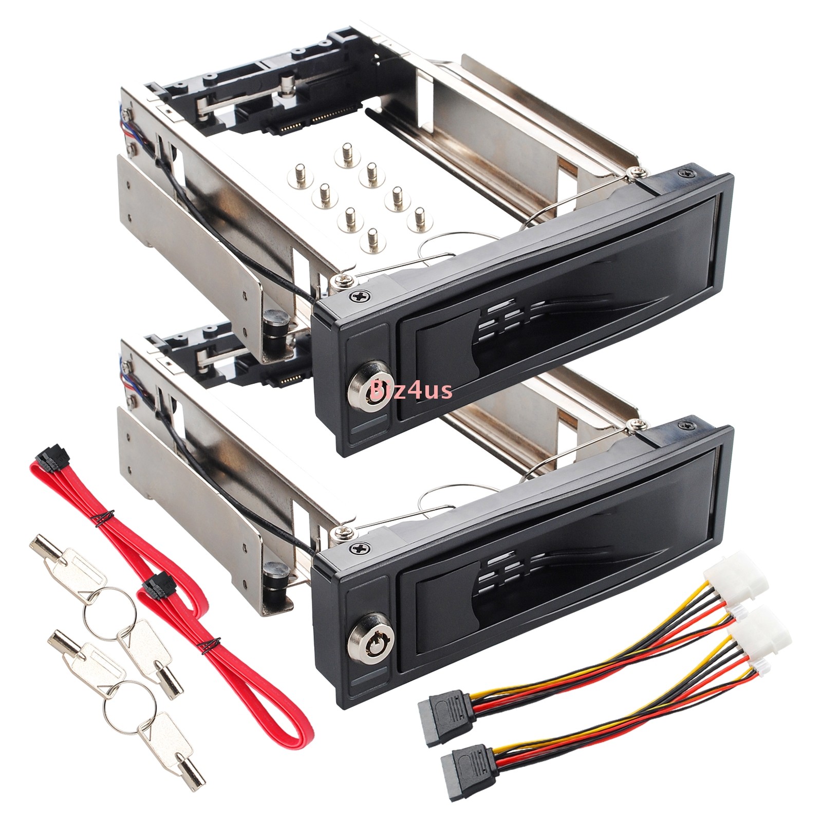 2x 5.25" Tray-Less Hot-Swap Mobile Rack for SATA 3.5" Hard Drive HDD Caddy Dock
