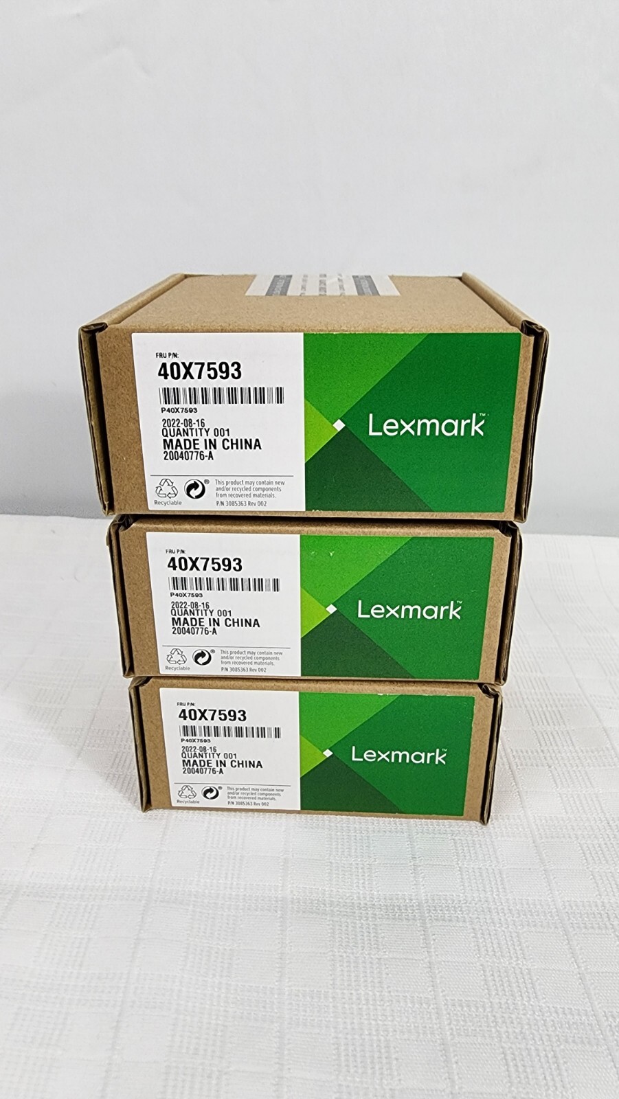 NEW LOT OF 3 GENUINE LEXMARK 40X7593 PICK UP ROLLERS SEALED BOX- 08/16/2022