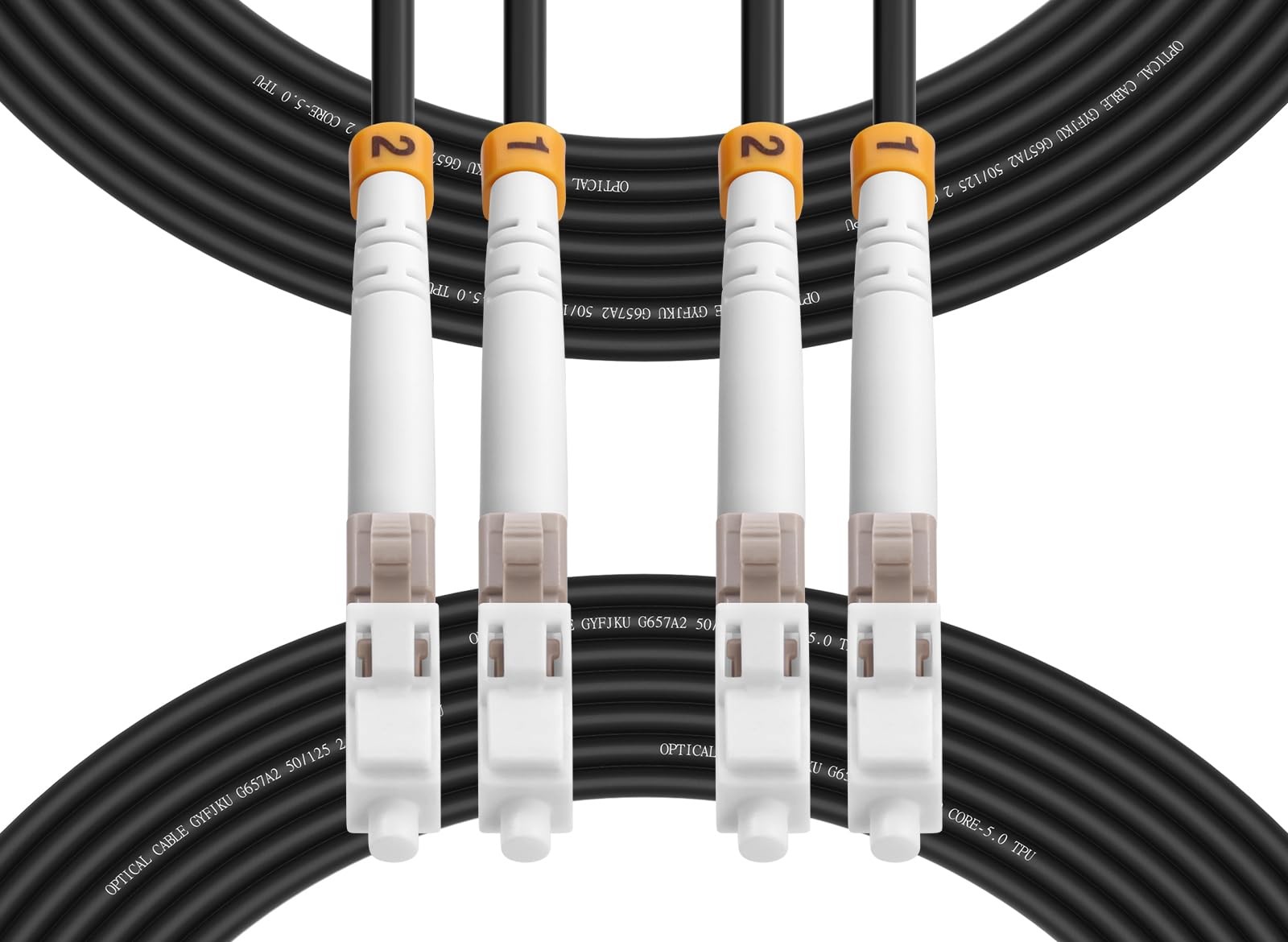Fibergaga®Outdoor LC to LC OM3 Fiber Patch Cable Multimode TPU, 15M(50ft) | A...