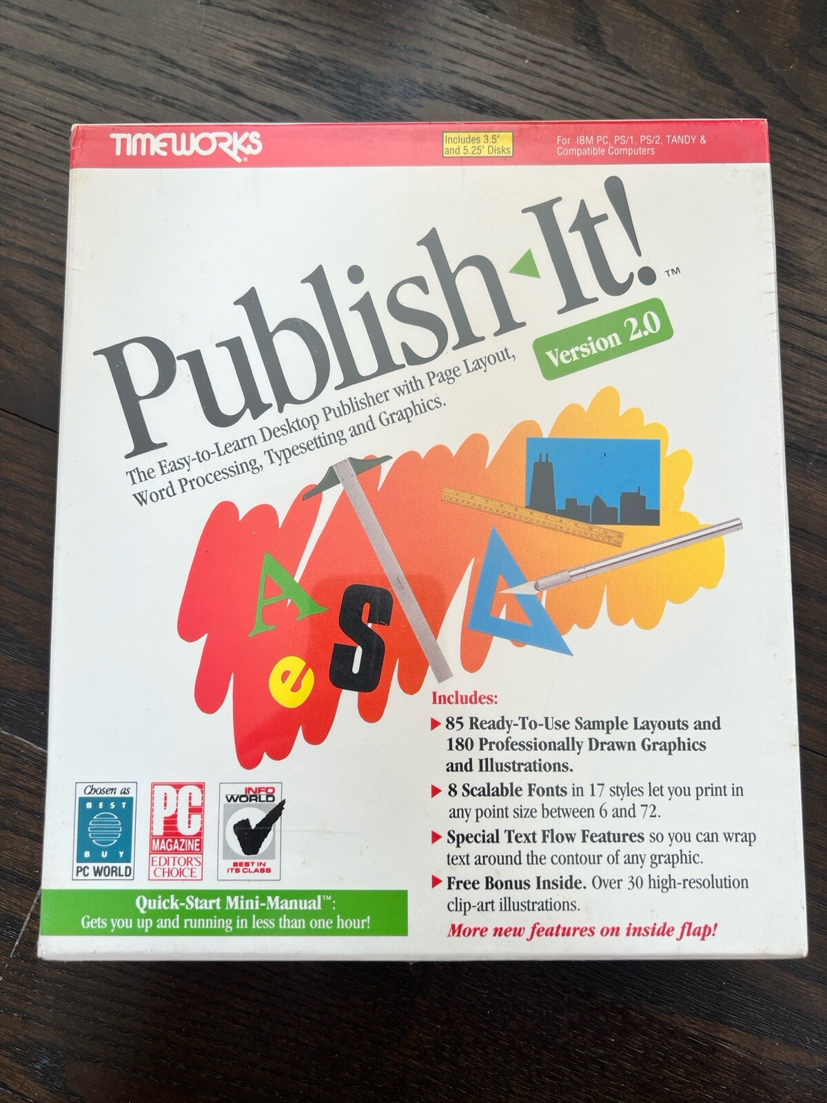 Timeworks PUBLISH IT 2.0 Desktop Word Processing For IMB Tandy 1991 NEW SEALED