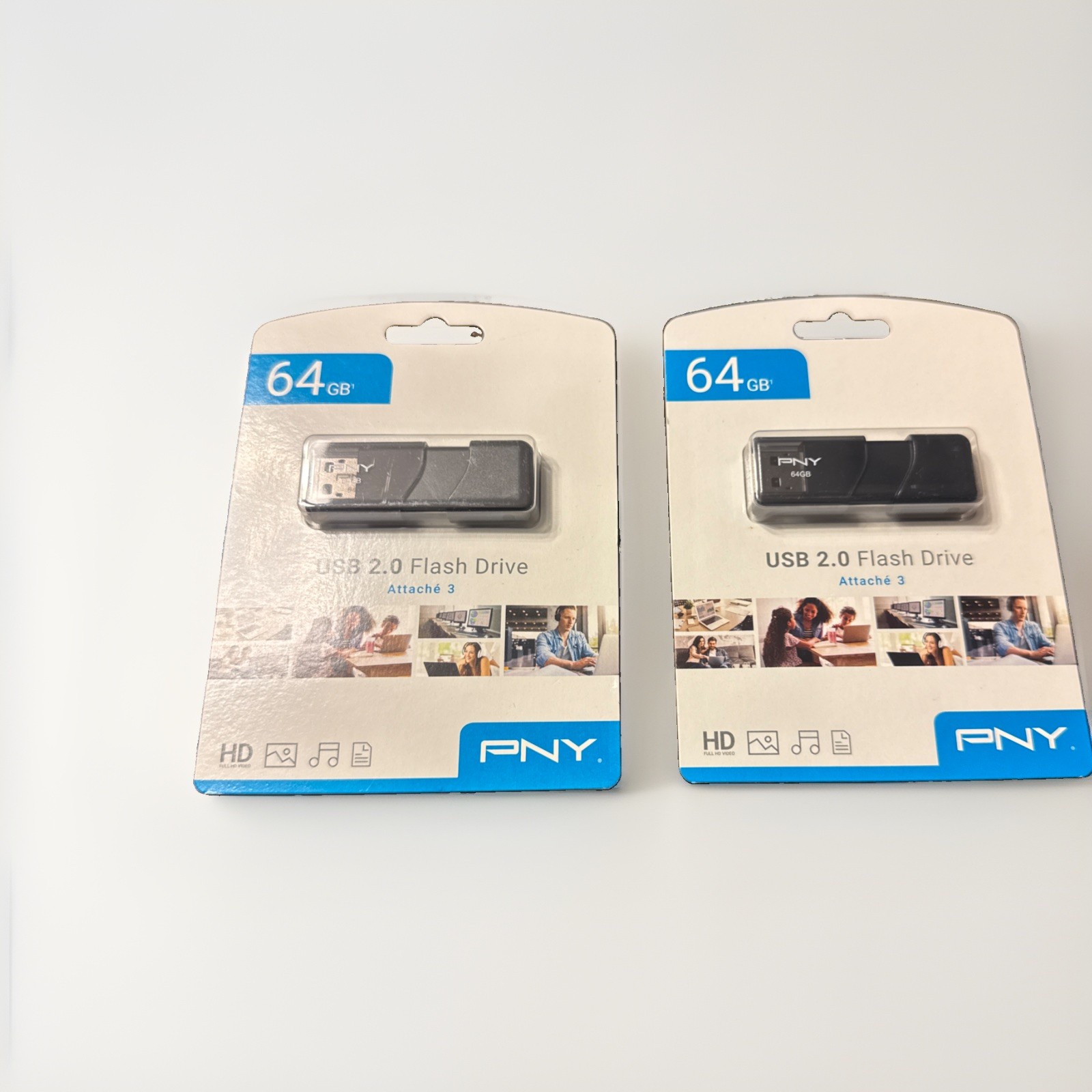PNY Attaché 64GB USB 2.0 Flash Drive - Black  2 PACK