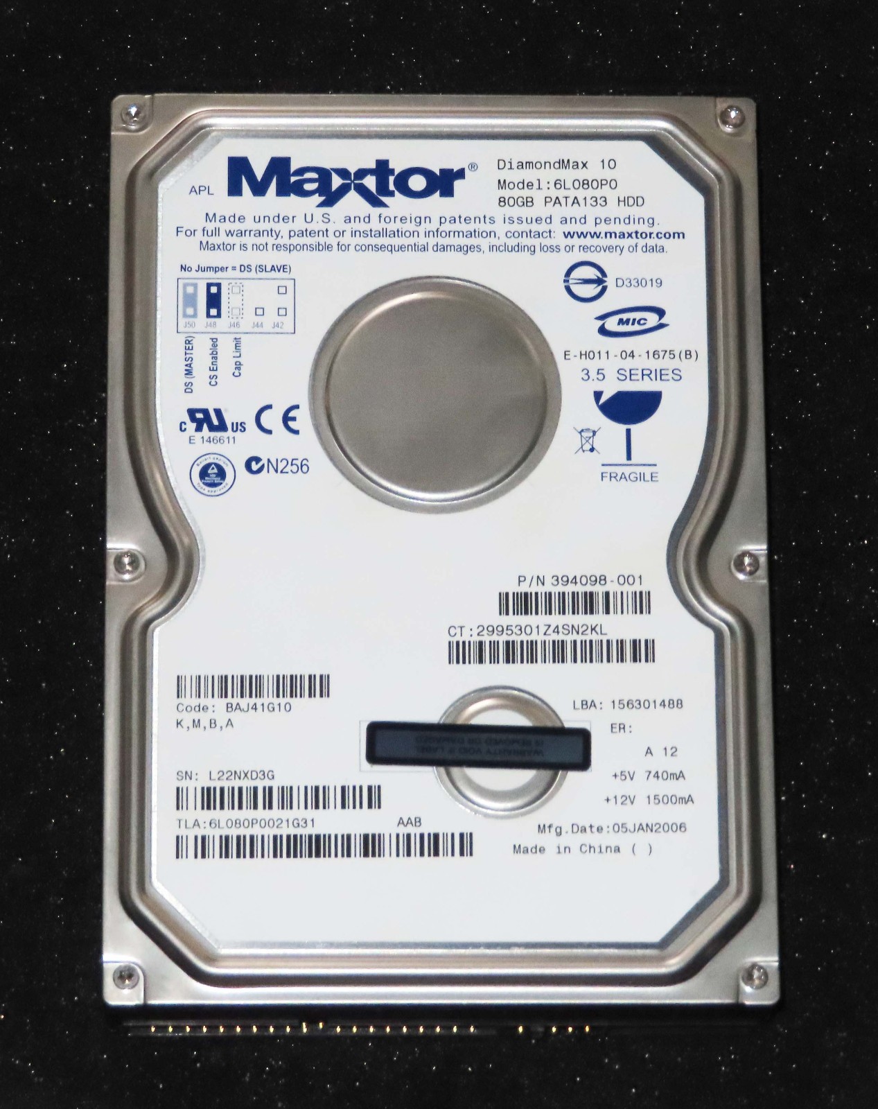 Internal Desktop IDE/PATA/ATA 3.5" Hard Drive Maxtor 80GB, Hitachi 82GB — Tested