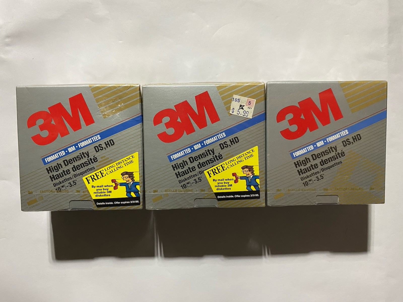 Lot Of 3 Vintage 3M High Density 3.5” DS/HD Floppy Disks 1.44MB 10 Pack Sealed