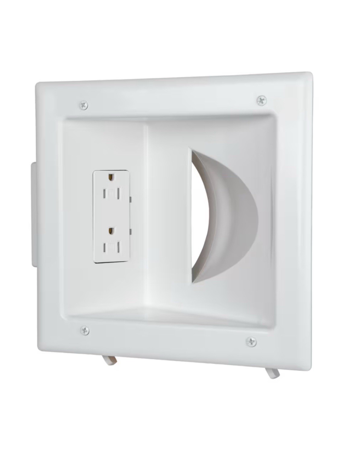 Datacomm 45 0031 WH Recessed Low Voltage Media Plate with Duplex Receptacle Whit