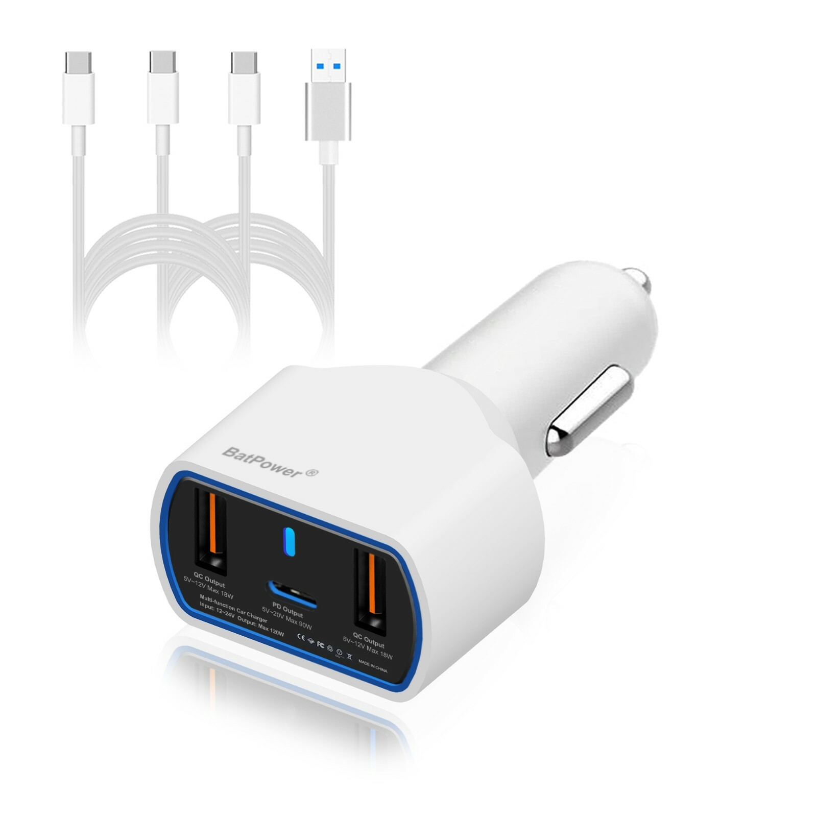 BatPower UL 120W 87W 61W MacBook Pro 13 15 Air USB C Car Power Supply Adapter
