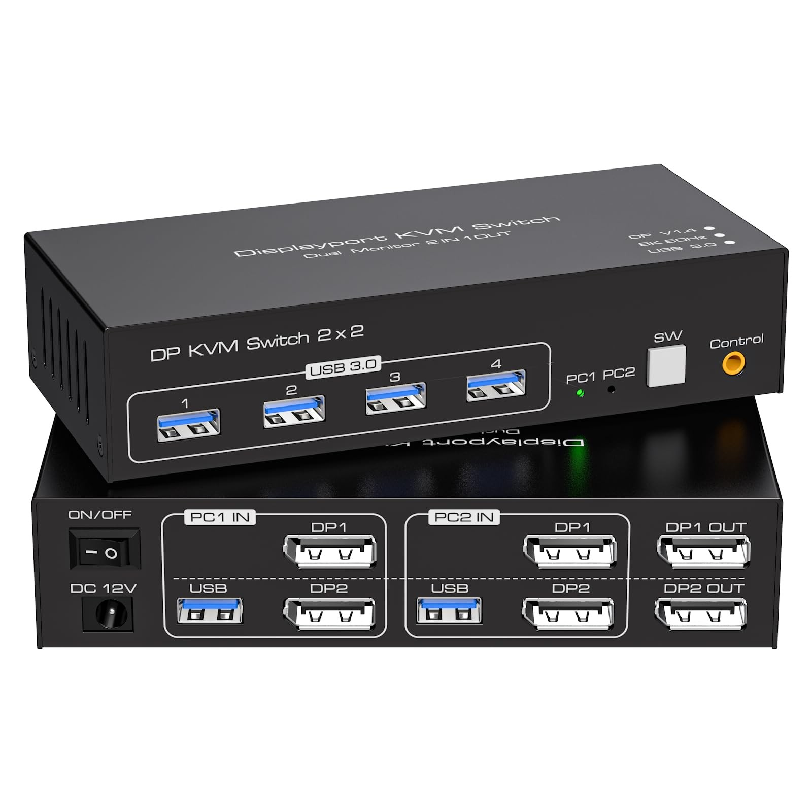ATLAHET KVM Switch 2 Monitors 2 Computers DisplayPort, 8K@60Hz 4K@120Hz DP 1....