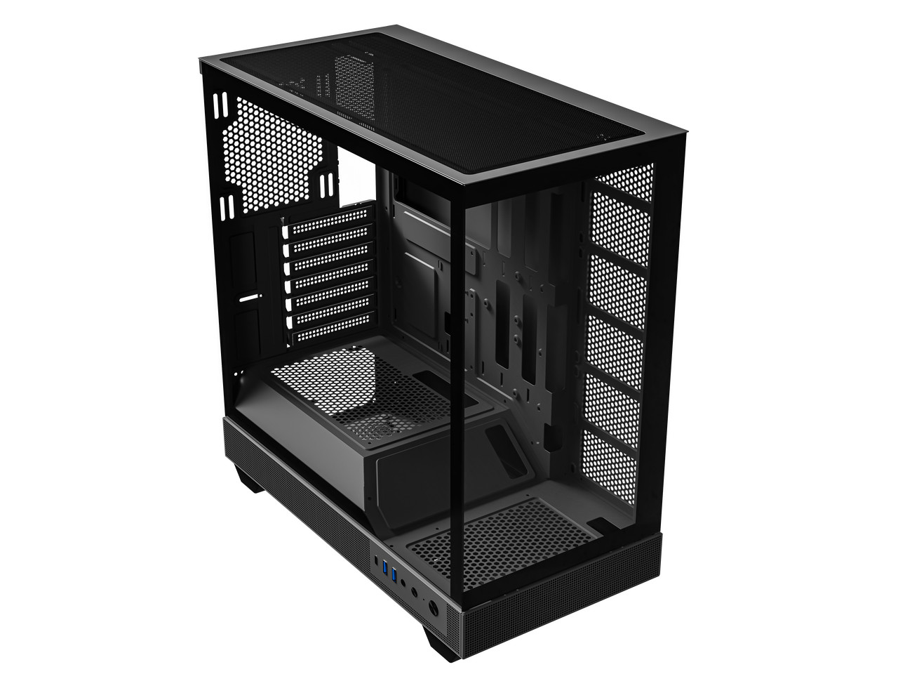 DIYPC IDX6-BK-NF Black Dual USB3.0 / Type C Tempered Glass ATX Gaming Computer C
