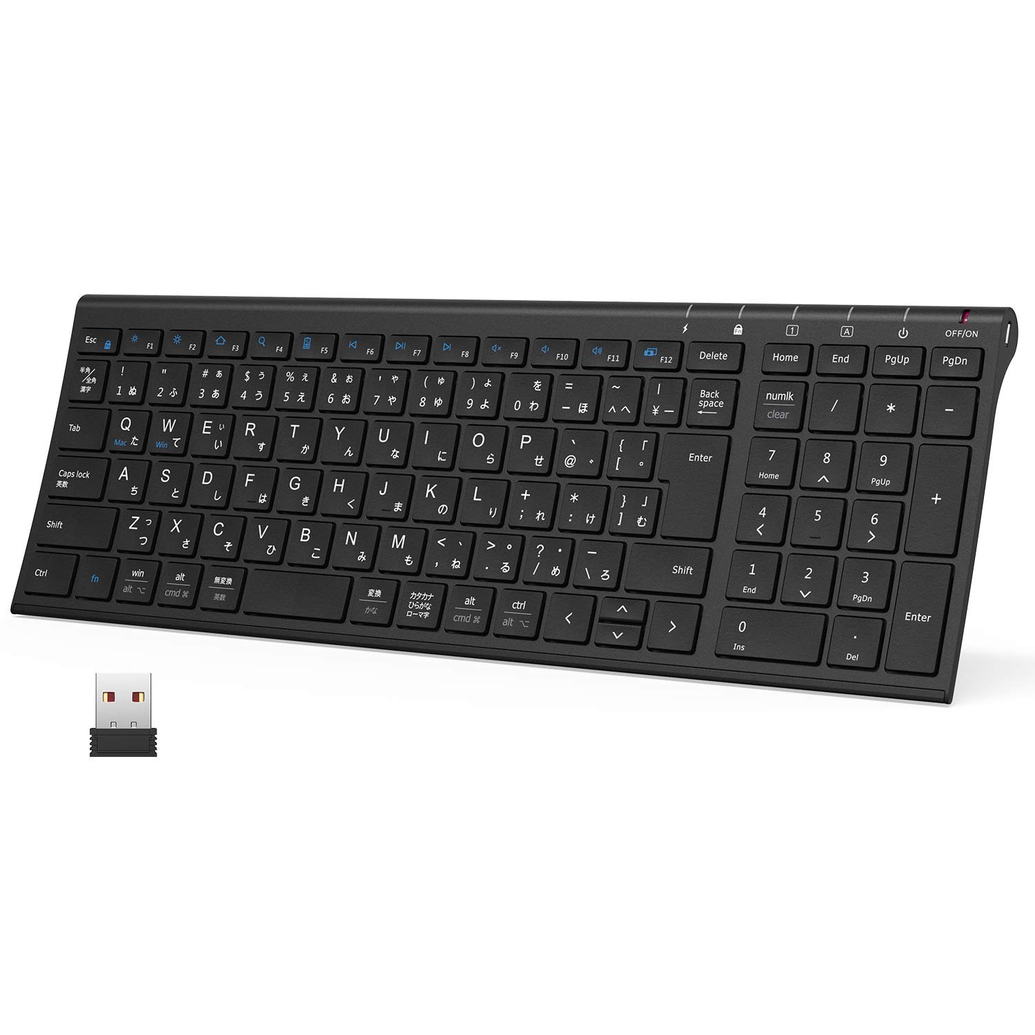 Wireless keyboard, JIS standard, Japanese layout, ultra-thin, with numeric keypa
