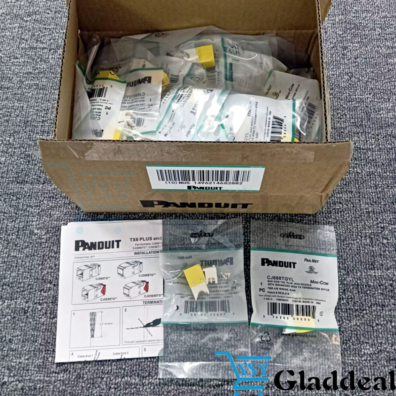 For Panduit Giga TX Cat6 jack yellow CJ688TGYL BOX OF 50. ！
