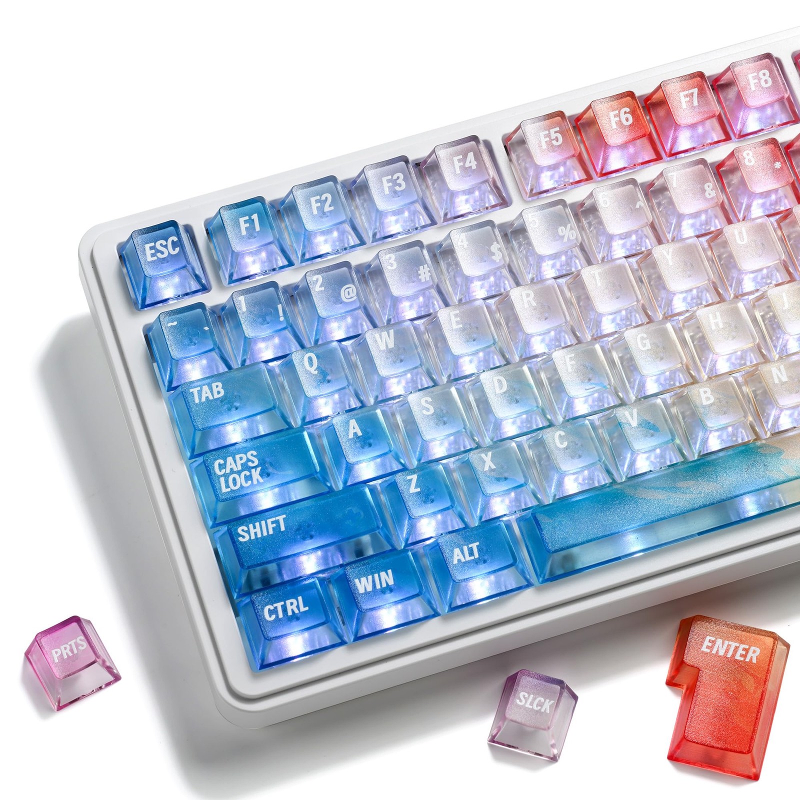 Hkfos XVX Colorful Clear Keycaps, Transparent Keyboard Keycaps 60 Afterglow