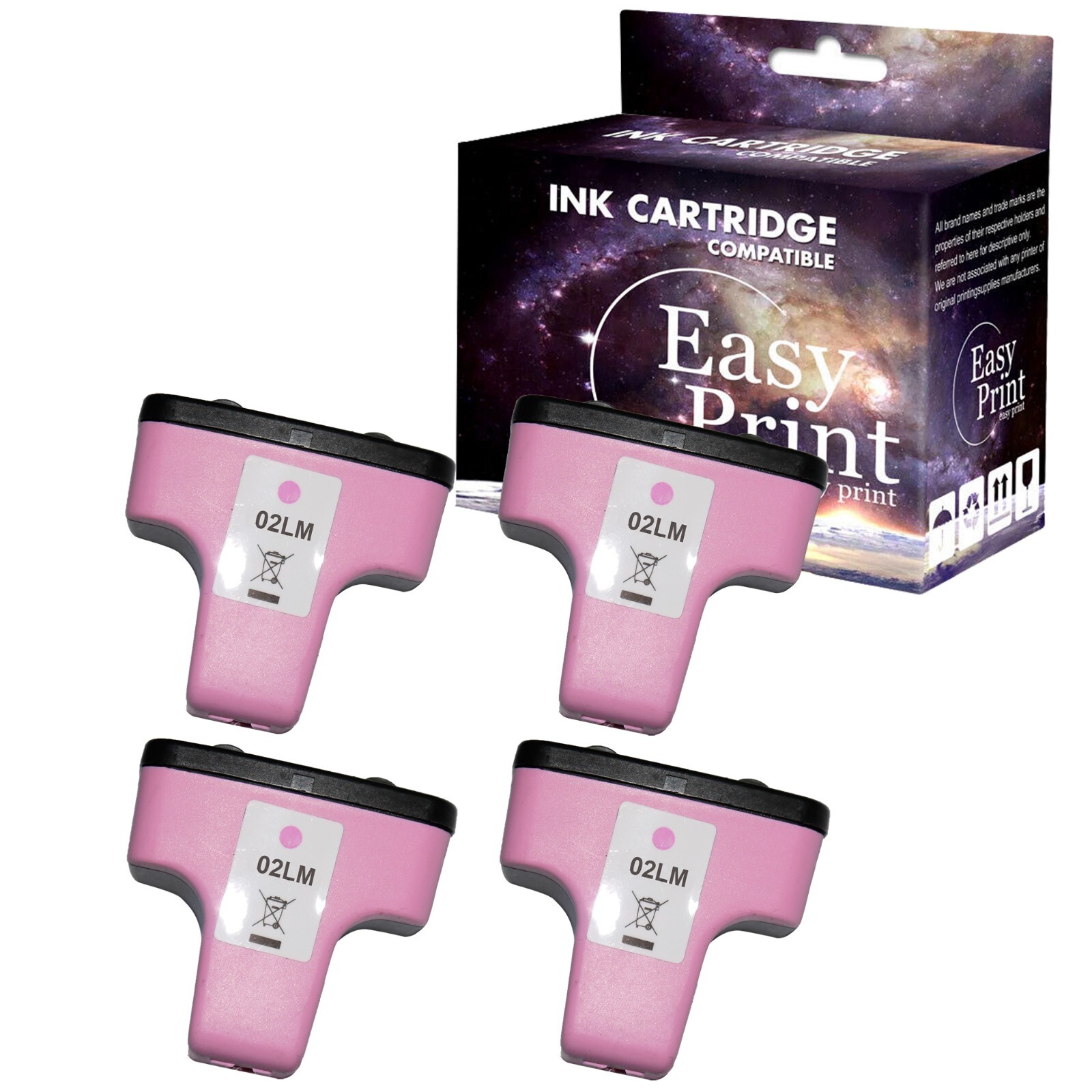 4PK replace for HP02 Ink Cartridge for PhotoSmart D7460 C6180,Light Magenta