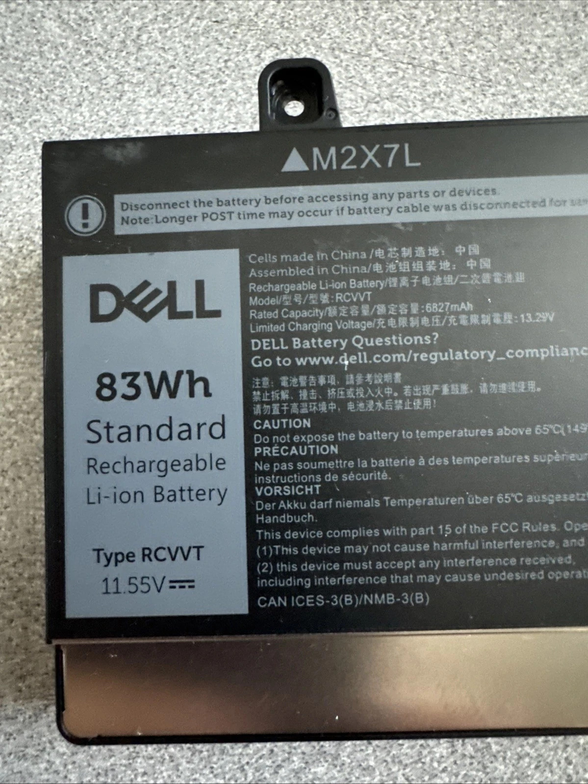 New Genuine RCVVT Battery 83Wh for Dell Precision 7670 7680 7770 NWDC0 X26RT