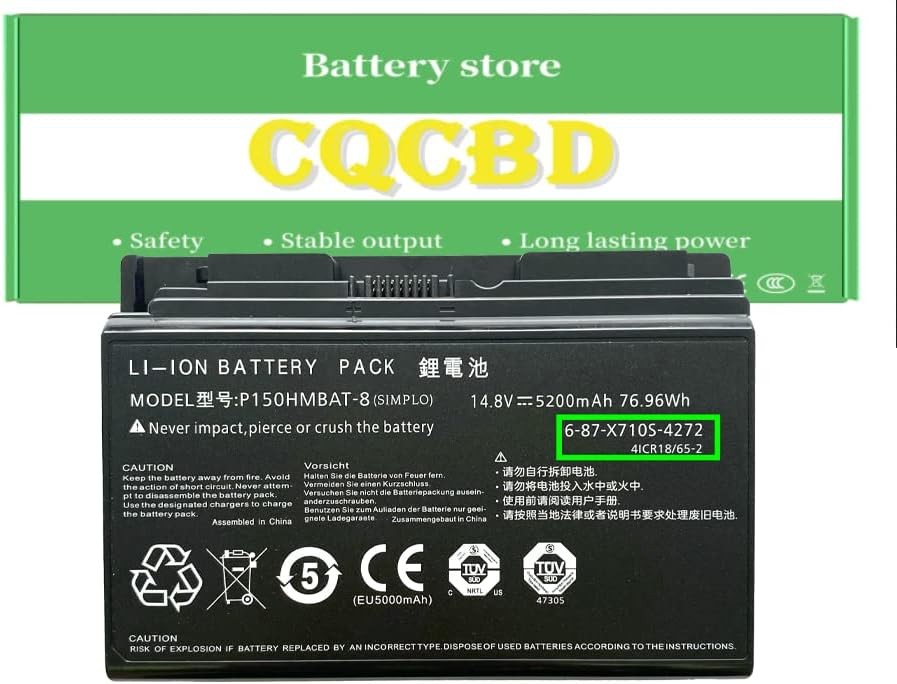 P150HMBAT 8 6 87 X710S 4272 Battery for Clevo P170 P170HM P170EM P170SM Series