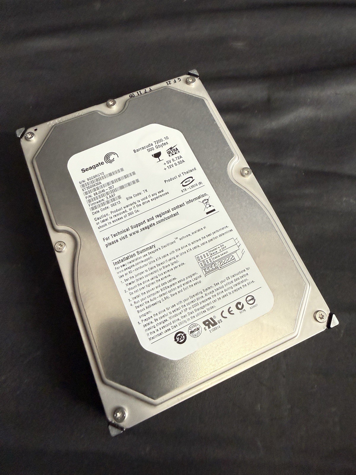 Seagate Barracuda 7200.10 500GB ST3500630A 7200RPM IDE PATA 3.5" Hard Disk Drive