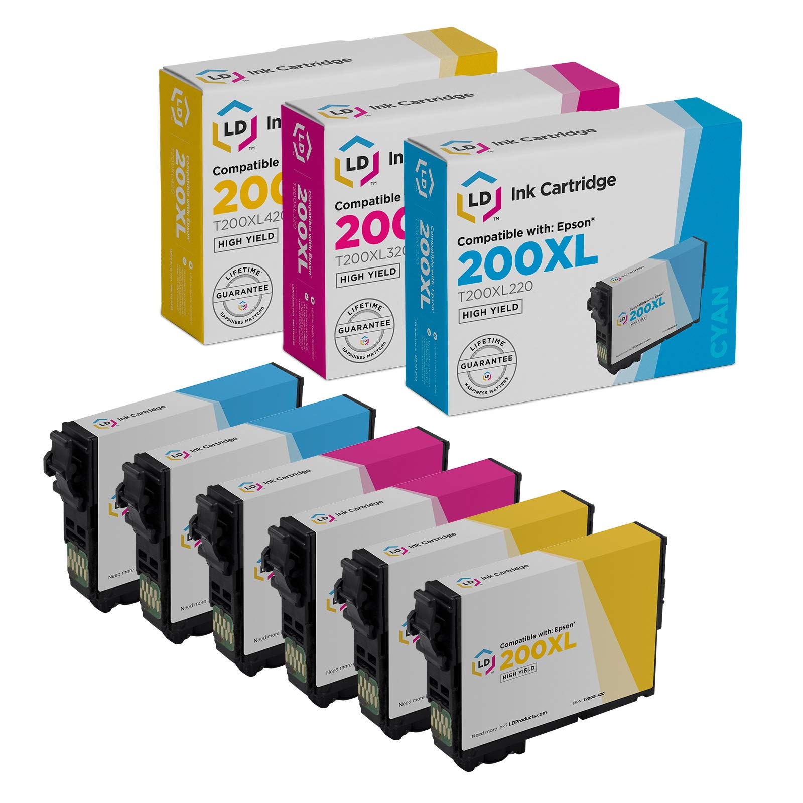 LD For Epson T200XL 6pk HY Ink T200XL220 T200XL320 T200XL420 XP200 XP300