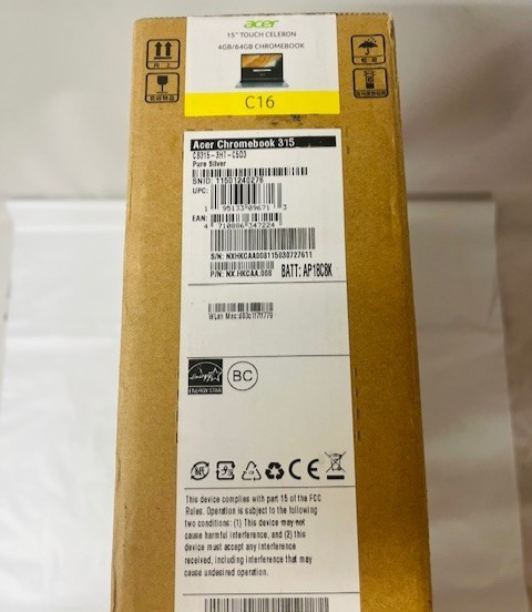 Acer 15.6" Touchscreen Chromebook 315 in Pure Silver CB315-3HT-C5D3- NEW/SEALED