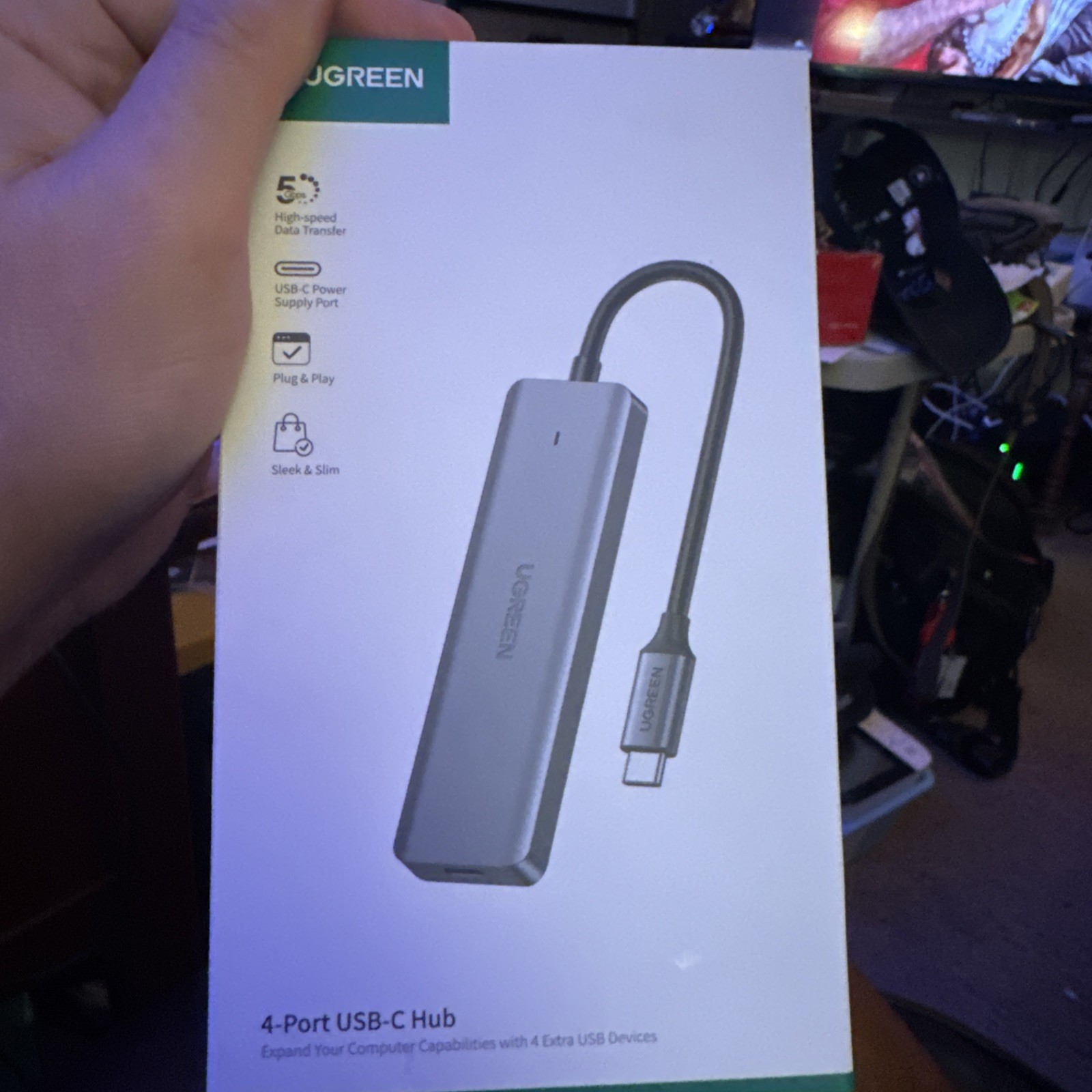 UGREEN 4-Port USB-C Hub 5Gbps Plug & Play 0.2m Gray - New Sealed