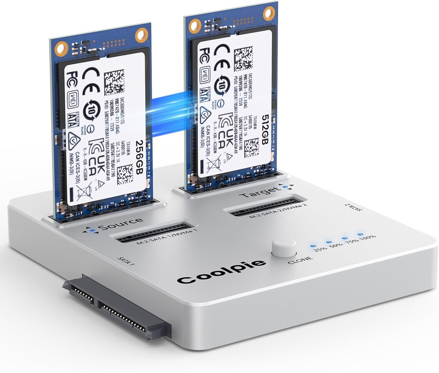 3-in-1 SSD Cloner SATA to SATA Copy 4-Bay Offline Duplicator for 2.5'' HDD/SSD